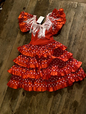 Red Flamenco Dress Girls Kids NEW Size 4