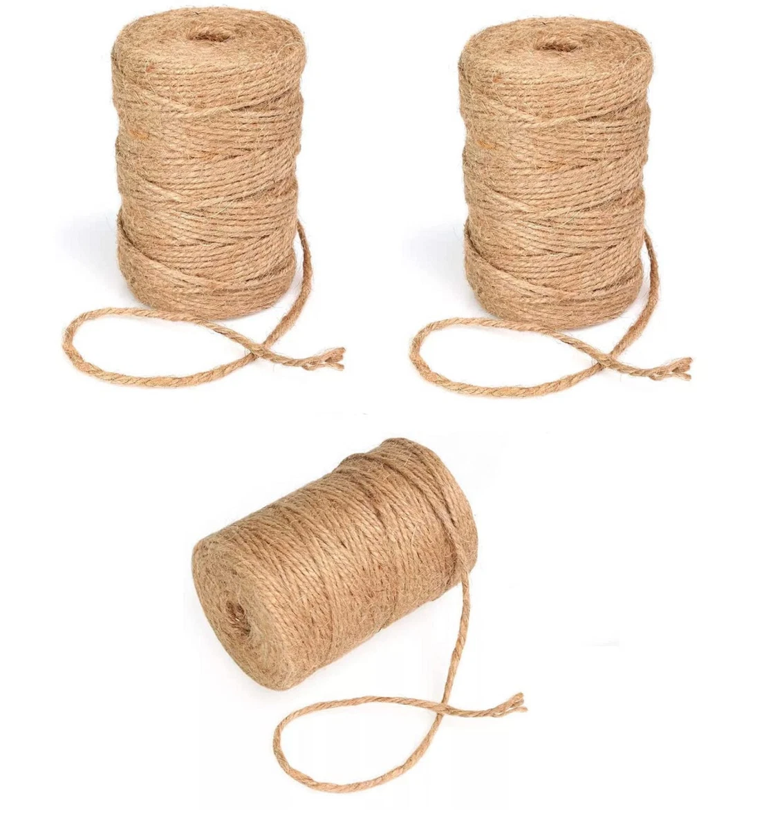 Natural Jute Twine Threads String Rope for Craft & Packaging 65 Meters pack  of 3