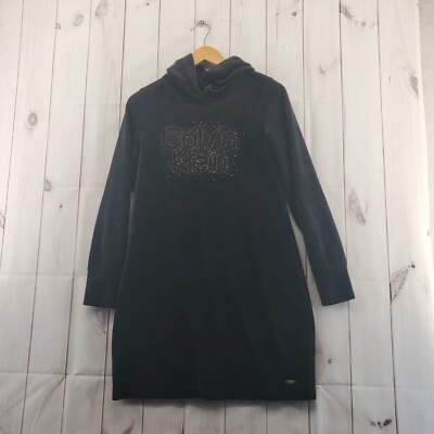 Calvin Klein Dress Womens PM Black Gold Velor Hood A Line Long Sleeve | eBay Calvin Klein Dress Womens PM Black Gold Velor Hood A Line Long Sleeve | eBay