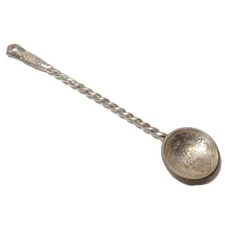 Half Rupee India Silver Coin, 1924, King George V Sugar Demitasse Spoon, 4 1/8"