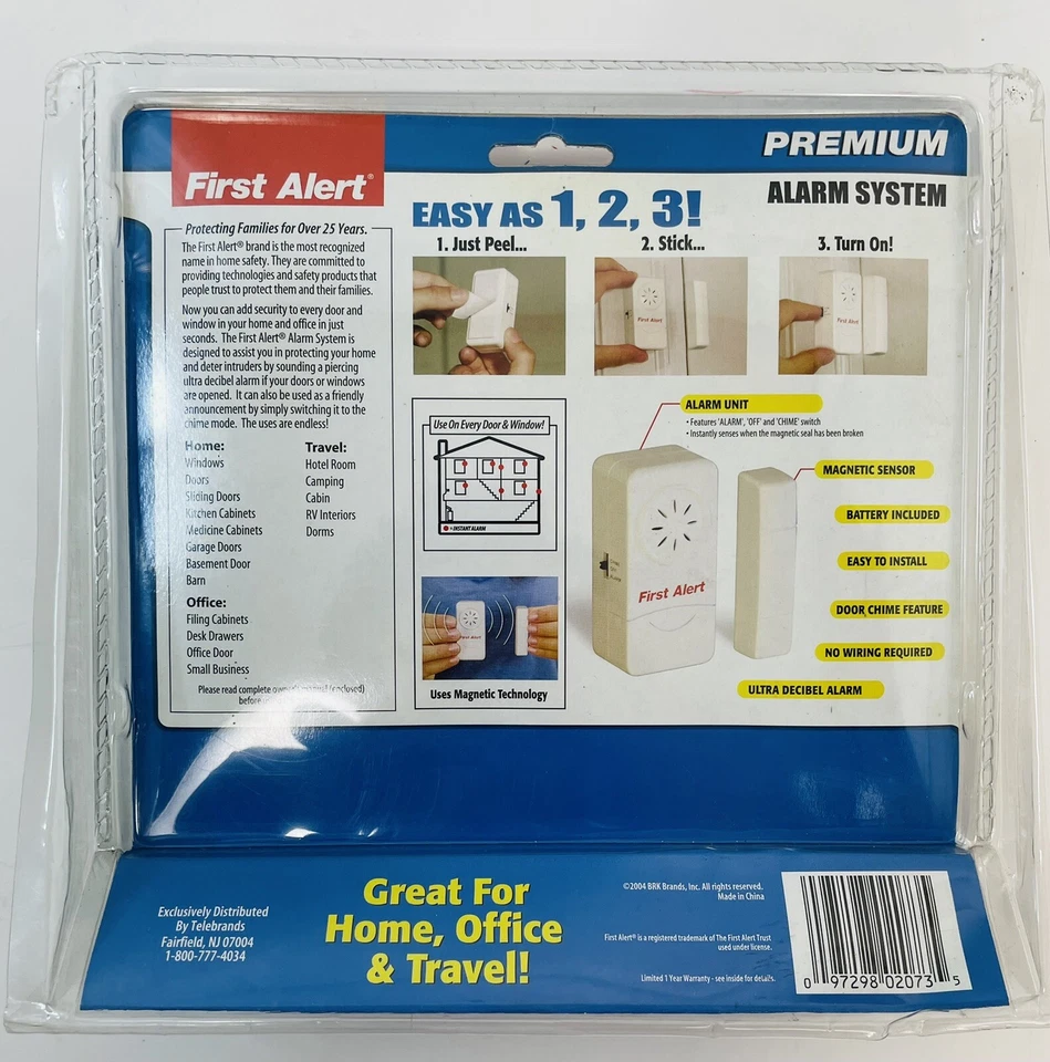 First Alert Instantly Alarm 4 Windows or Doors Peel and Stick As Seen on TV - Image 2 of 4