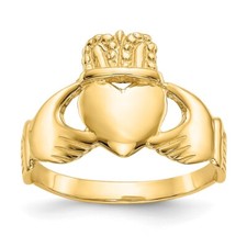 14k Yellow Gold Claddagh Ring Gift For Womens Size 6