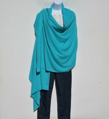 Cashmere| Himalayan|Shawl |Mini Herringbone|4 Ply| Handmade | Turquoise