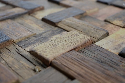 BOOTPLANKEN Mosaic Wooden Panel Kitchen Wall Mirror Tiles - Picture 3 of 4