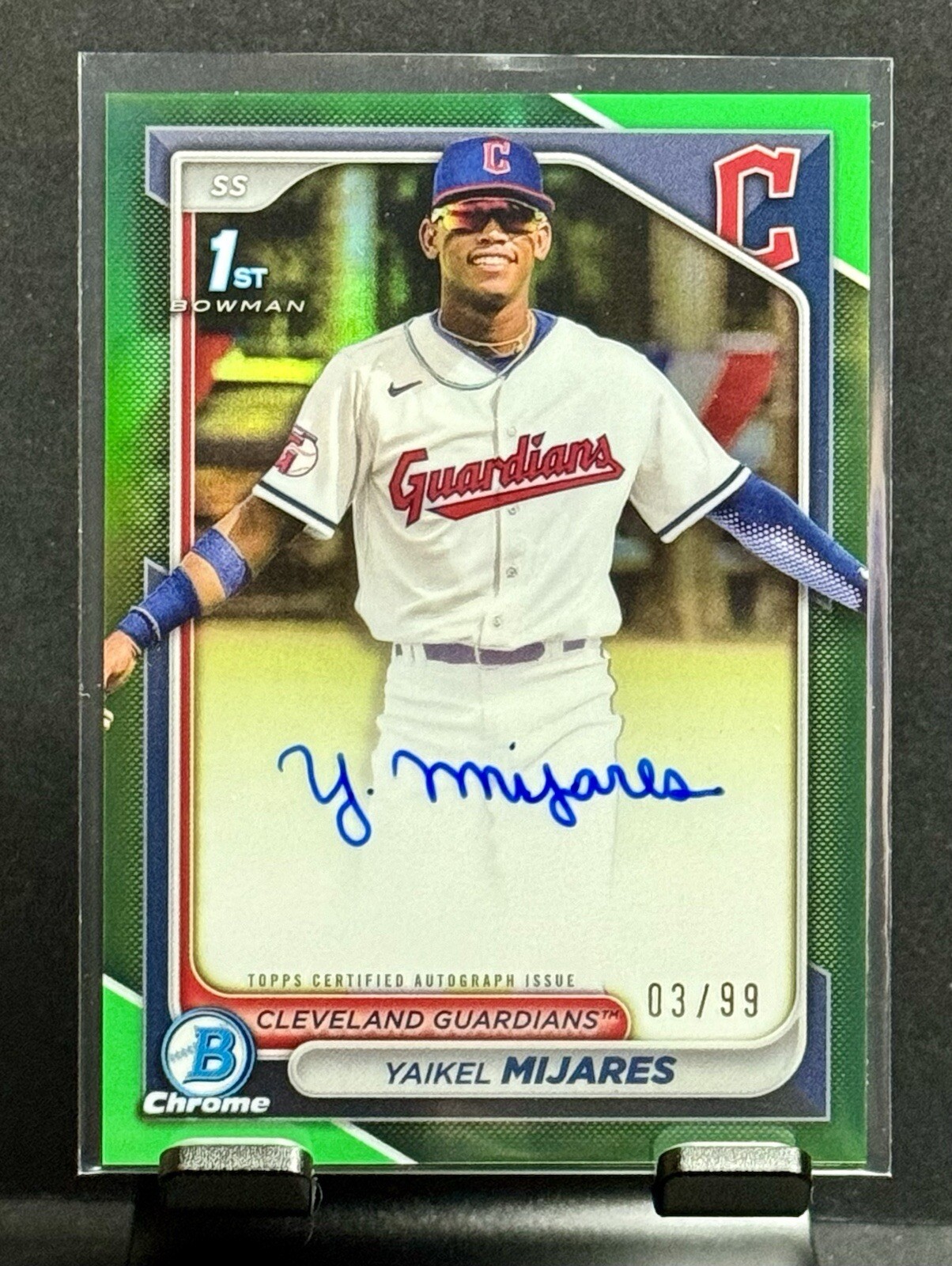 2024 Bowman Chrome 1st Yaikel Mijares Green Refractor Auto 03/99 Guardians