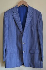 SUITSUPPLY Blazer Jacket Blue / Striped Wool / Linen Size 50