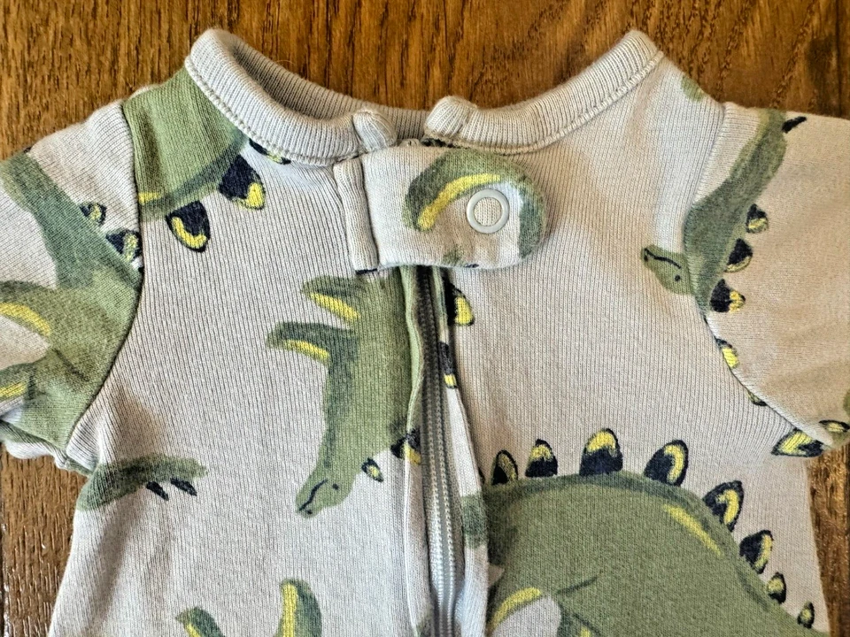 Traje de dinosaurio Carters prematuro bebé niño durmiente azul verde algodón muñeca renacida 3 Foto 3 de 4