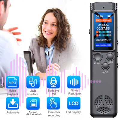 64GB Digital Diktiergerät Tragbar Aufnahmegerät Stereo MP3 Player Voice Recorder