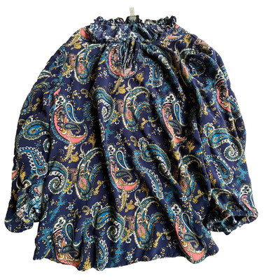 Vintage Anne Klein AK Paisley Puff Sleeve Blouse Large Boho Festival Flowy Shirt