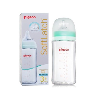 Pigeon Glass Wide Neck Baby Bottles (Pack of 1) Anti-Colic, 240ml