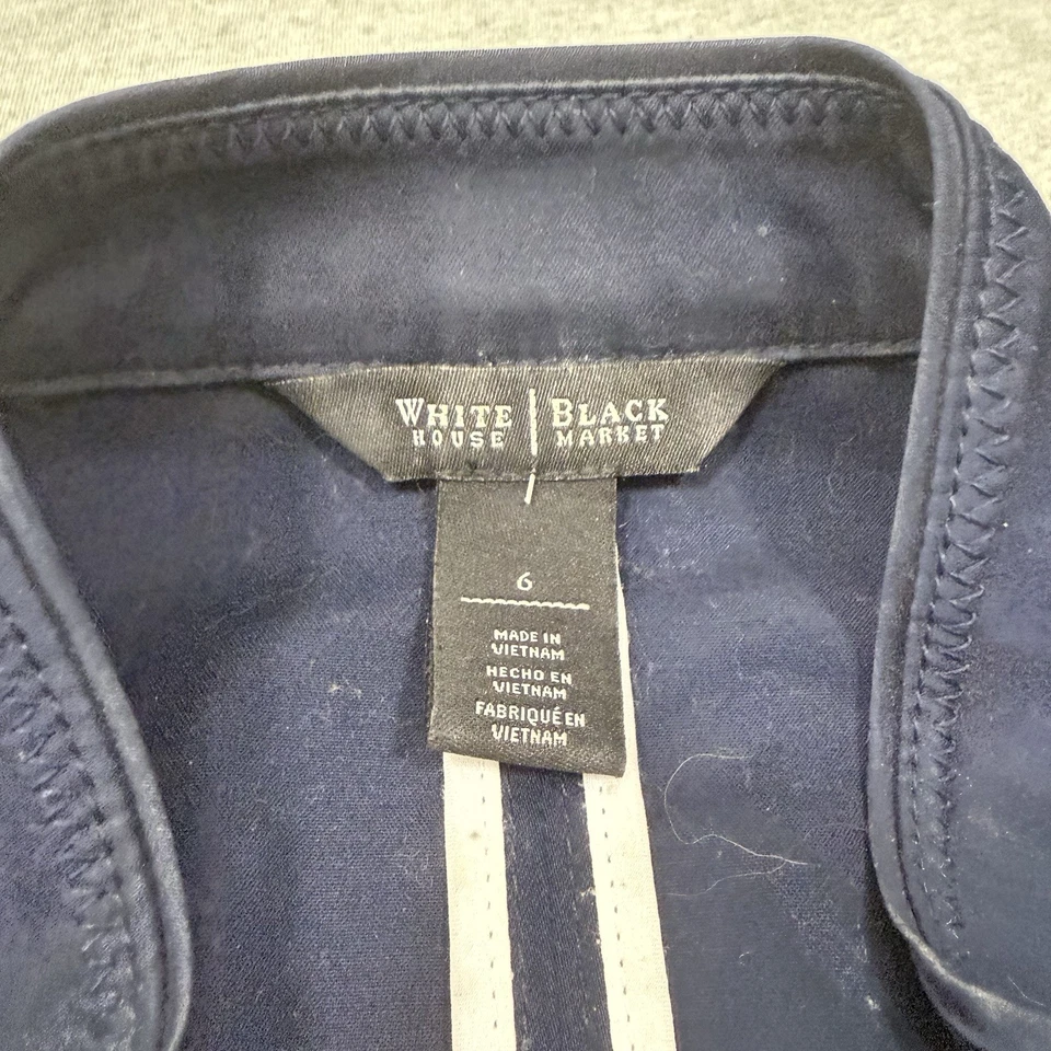 White House Black Market Military Style Blue Blazer Jacket SZ 6 Women’s - Image 3 of 4