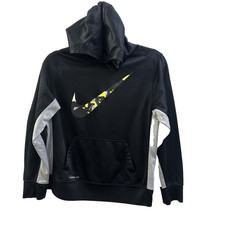 Nike Spellout Therma Fit Long Sleeve Hoodie Boys XL Black Stretchy Swoosh
