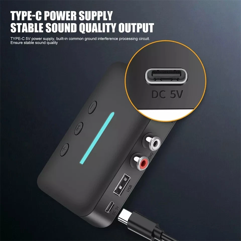 Bluetooth 5.3 Wireless Receiver NFC 3.5mm Jack AUX to 2 RCA Audio Stereo Adapter - Image 3 of 4