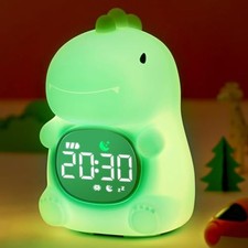 Christmas Kids Alarm Clock, Toddler Sleep Training Clock with Sun  Dinosaurs