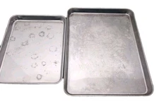 Lot Of 2 Stainless Steel 18/0 Baking Sheet Pans 15.5x12.75" & 9.5"x12"