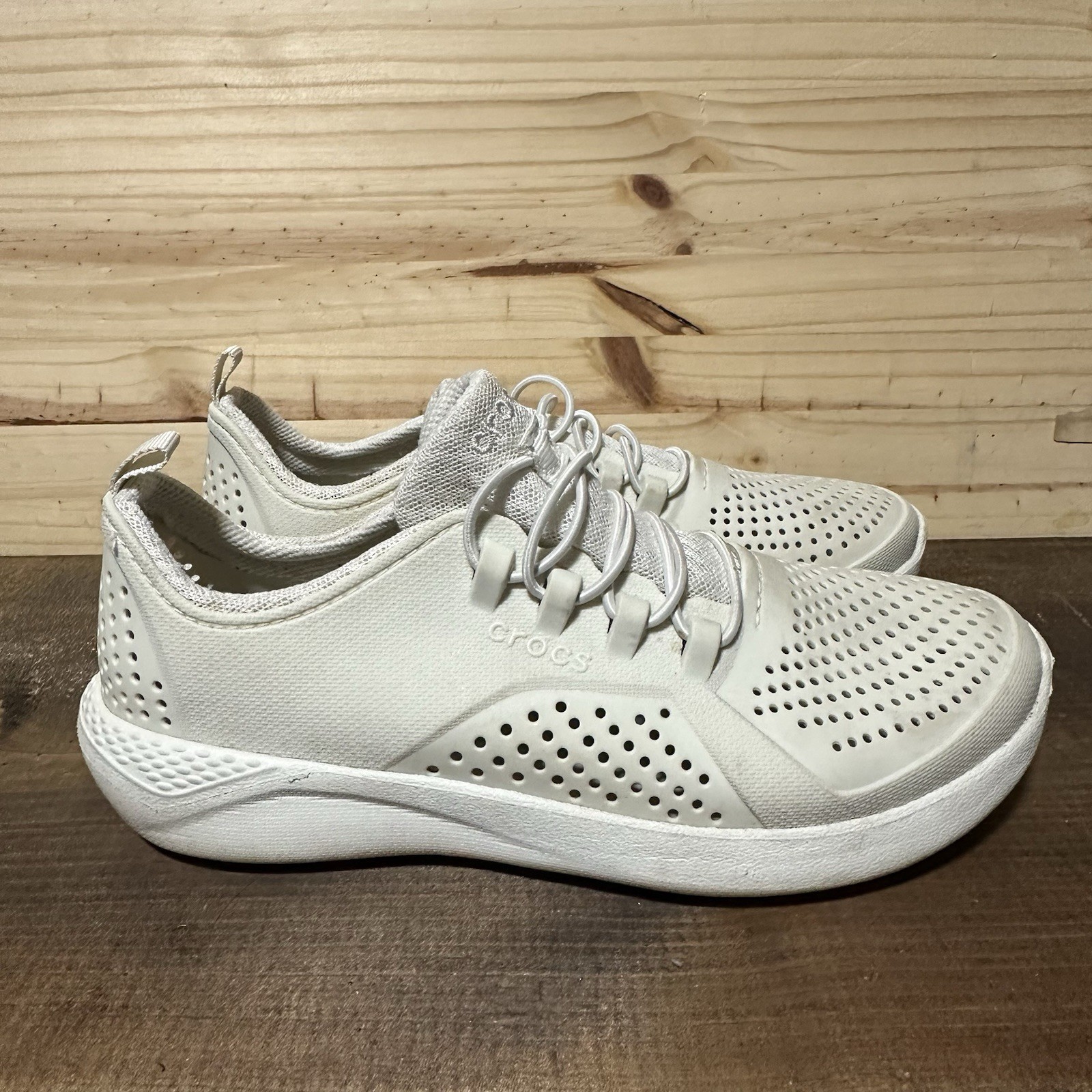 CROCS Kids LiteRide Pacer Comfort Water Shoes White Sneakers j5 5 206011
