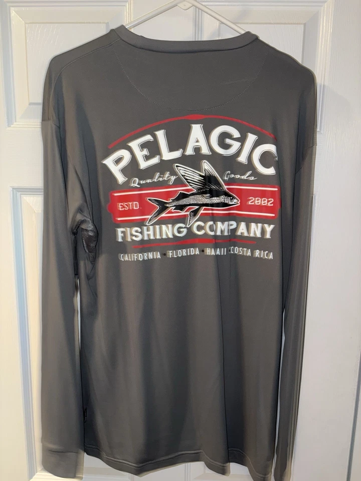 Camisa de pesca de rendimiento de manga larga gris AquaTek grande Pelagic para hombre Foto 2 de 4