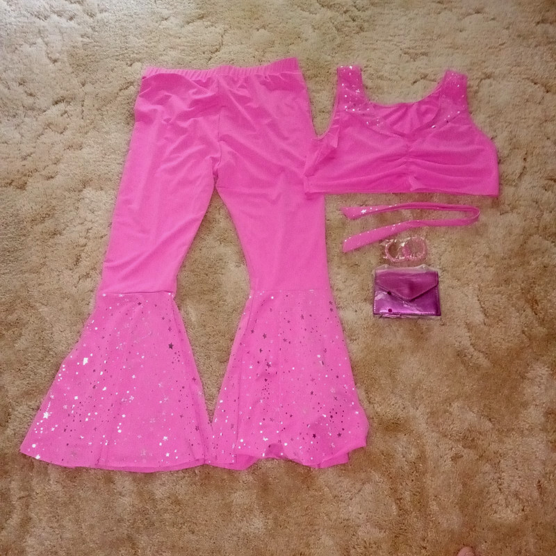 NEW Girls 30" WAIST,  Metallic Bell-bottom Dancewear Hip Hop Costume 5pc