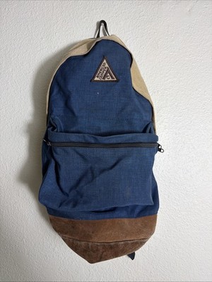 Vintage American Camper Navy Blue Backpack Suede Bottom 17x13x5