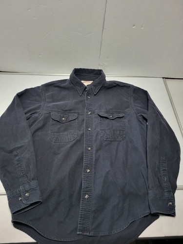 Filson Flannel Shirt Mens Medium Navy Blue Cotton Canvas Button Up Heavy