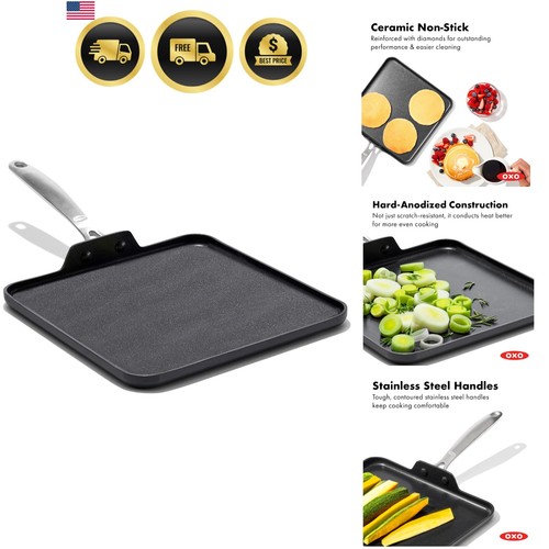 Plancha Mejorada 11", Cerámica Antiadherente Libre de PFAS, Dura Anodizada Dura Dura C...
