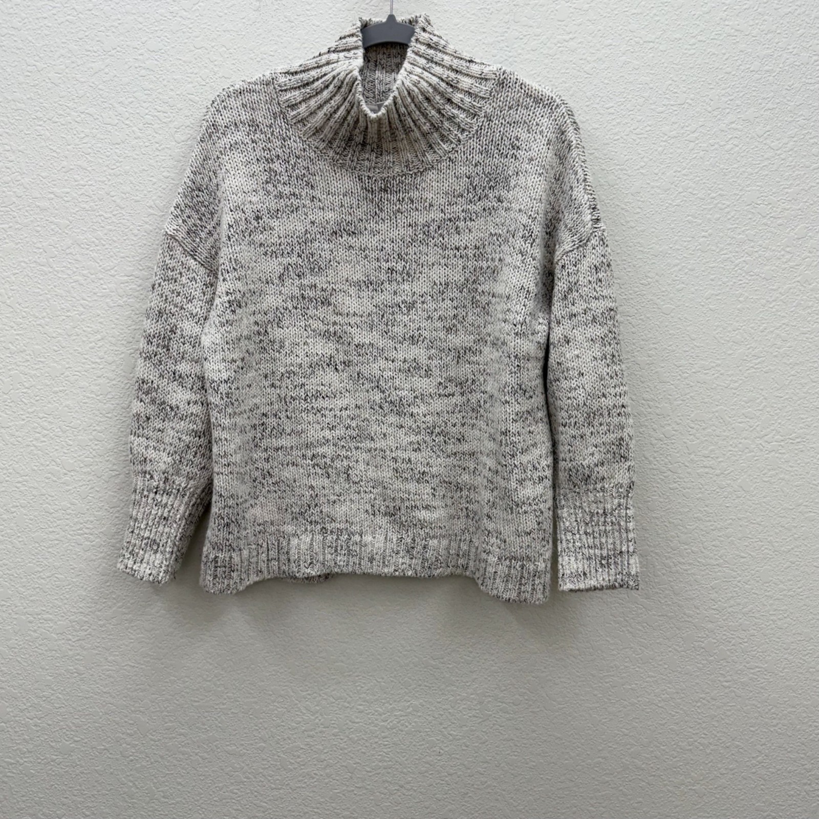 Pure Jill Oatmeal Heather Cotton Blend Pullover Knit Sweater Womens Small Petite