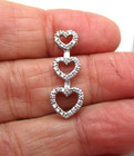 14K White Gold 44 Diamond Triple Heart Pendant 1.7 Gr [P72] — photo 2