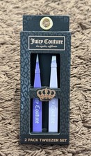 New Juicy Couture LA 2 Piece Tweezer Set: Point  Slant Tip Tweezers