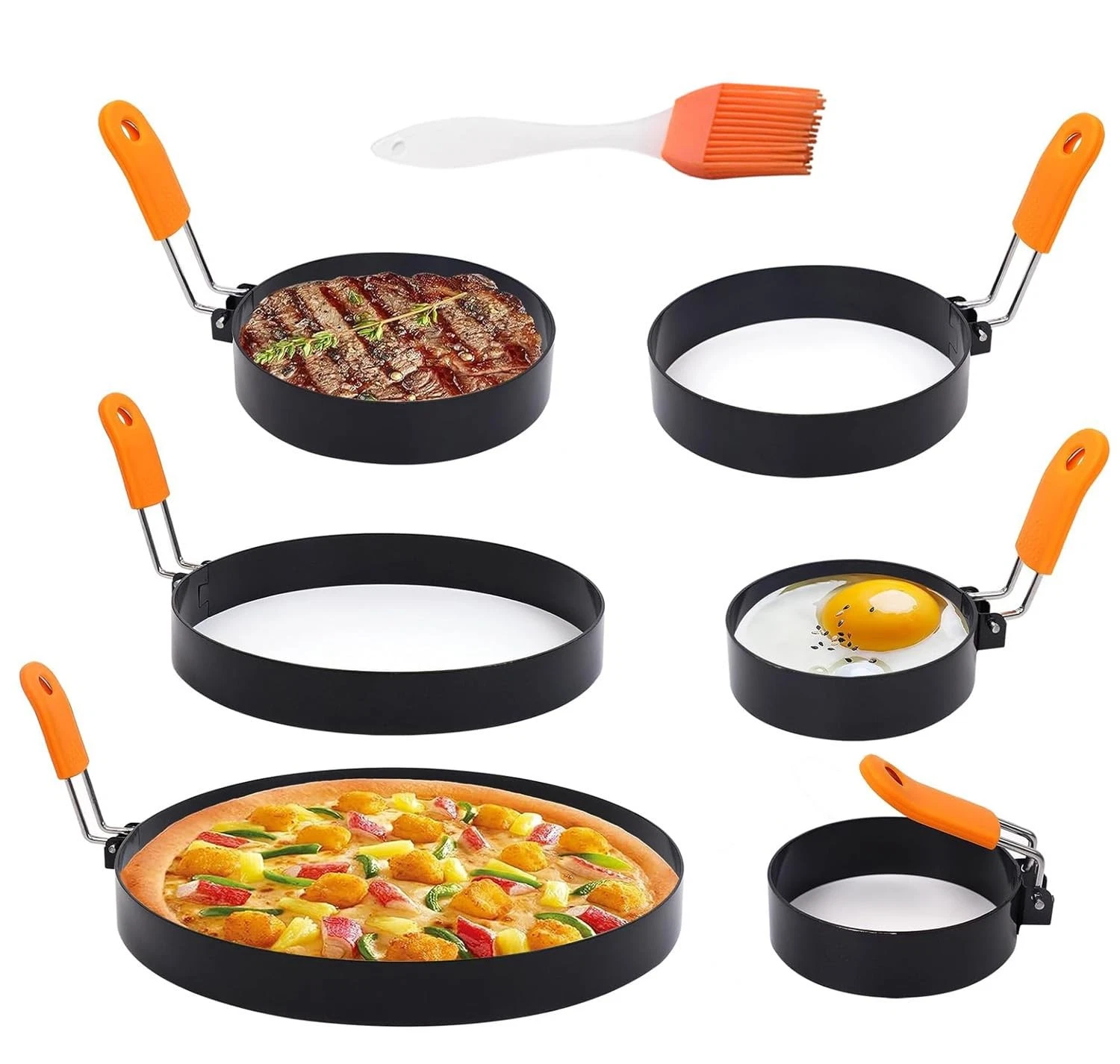 6 Packs Professional Pancake Ring Set,3" Omelette Ring,4" Non-stick Griddle P...