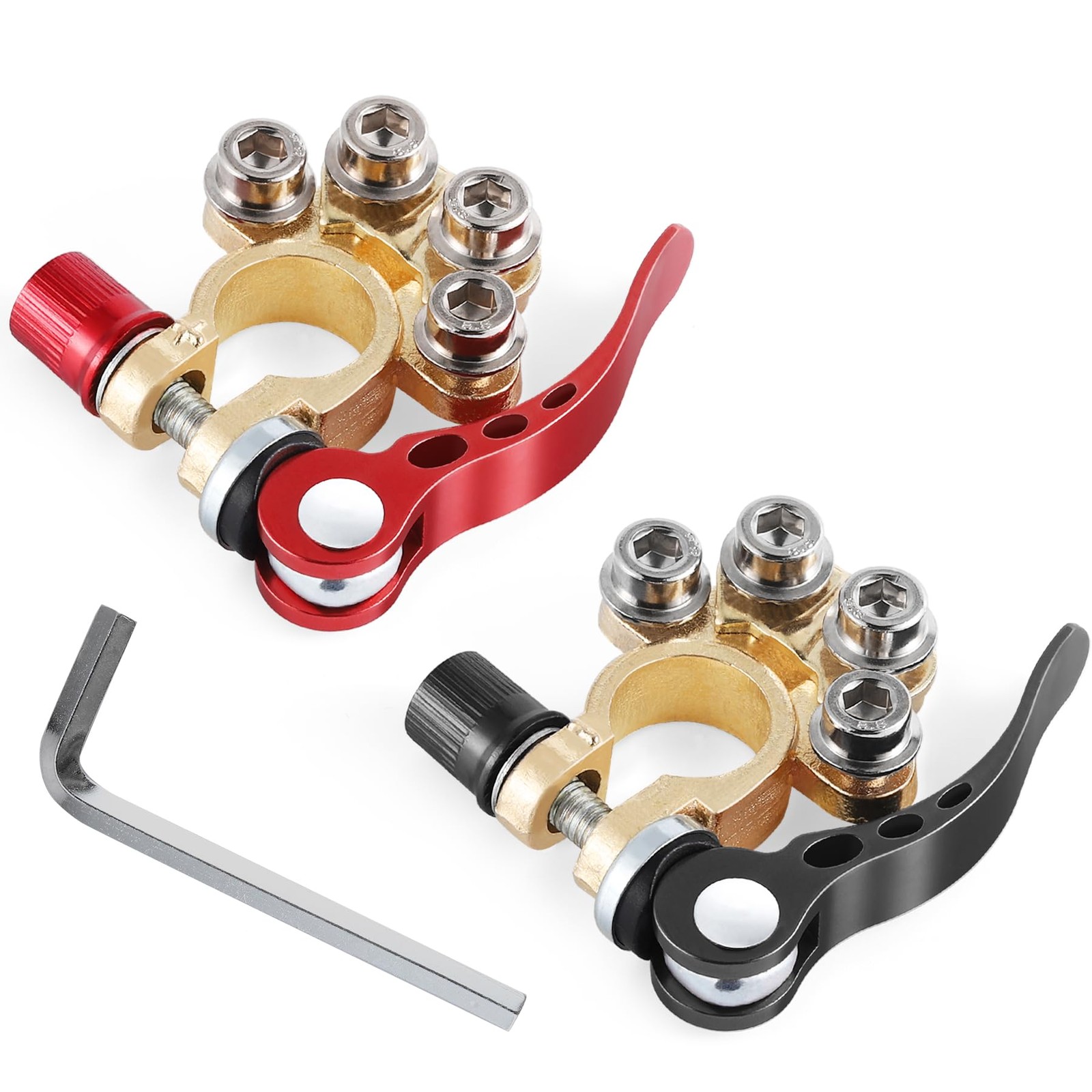 4 Way Car Battery Terminal Connector Clip - SAE/JIS A Type Gold-B