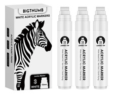 BIGTHUMB Thick White Jumbo Poster Markers: 3 Pcs 1 Count Pack of 3 ,
