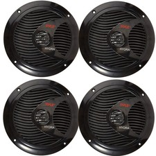 4x Pyle PLMR60B 6.5" 150W Max Dual Cone Waterproof Marine Stereo Black Speakers