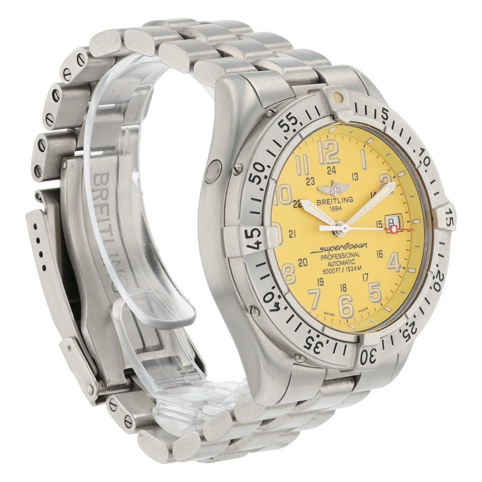 Breitling Superocean Stainless Steel Yellow Dial 41mm Automatic Mens A17345