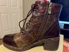 L'Artiste by Spring Step Leather Lace-Up Boots Fallinluv-BRM (SIZE 35) #55