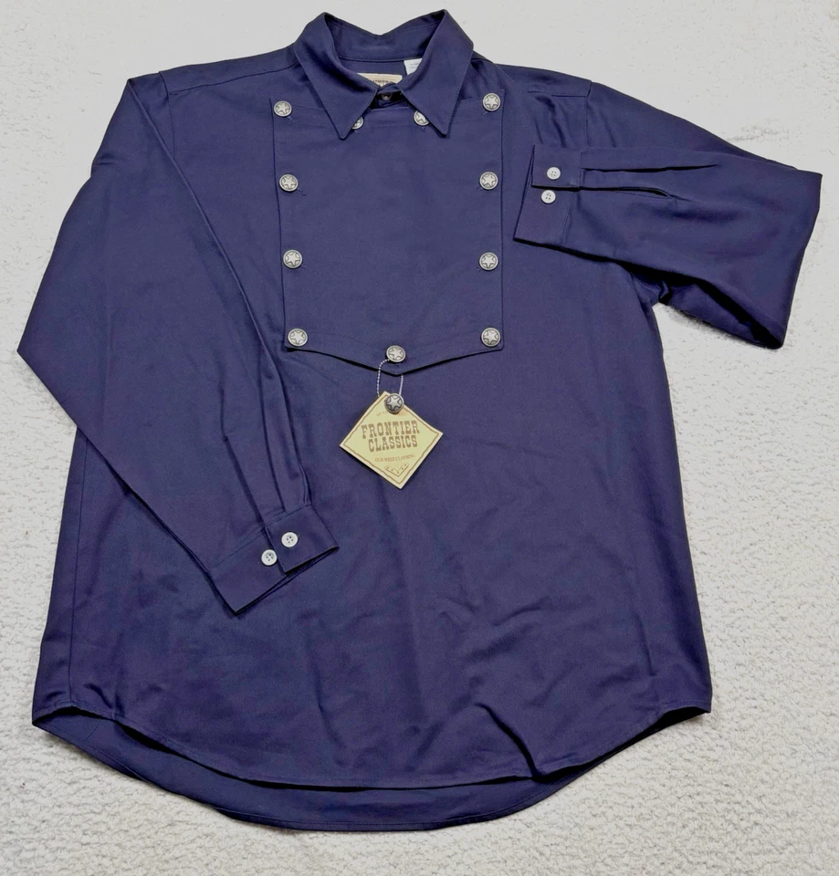 Camisa con tirantes Frontier Classics Old West Longview para hombre M azul marino recreación NUEVA Foto 2 de 4
