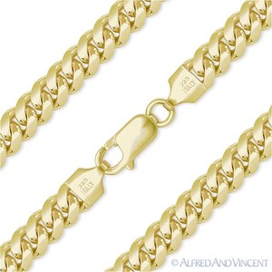 Authentic 6.3mm Miami Cuban Link 925 Sterling Silver 14k Yellow Gold-Plated Chain Necklace