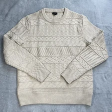 J.Crew Fisherman Guernsey Knit Sweater Large Men’s Beige Cotton Heavy