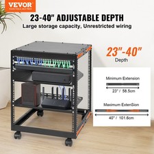 New 12U Open Frame Server Rack, 23-40 in AdjNewtable Depth, Free Standing or Wal