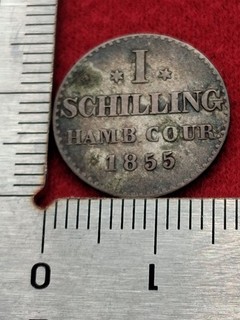 MONEDA ALEMANA DE 1 CHELÍN 1855 HAMB.COUR PLATA (D64) SIN LIMPIAR