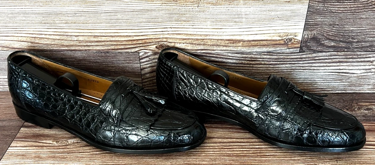Mezlan Platinum Black Alligator Leather Loafers Dress Shoes Men\'s Size 9.5 Mezlan Platinum Alligator Shoes 9.5 crocodile | eBay main image 2