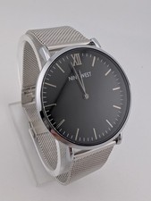 Nine West Watch Men 40mm Case Silver Mesh Metal Band w/ Box- New Battery