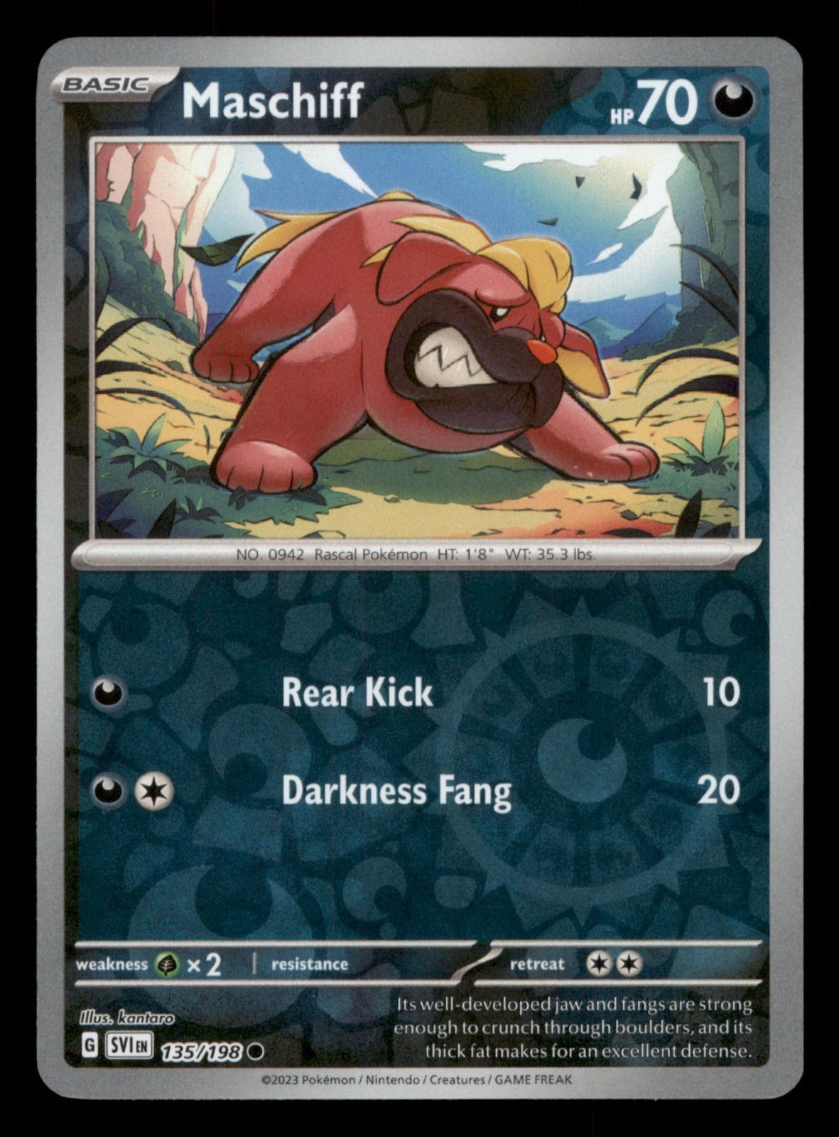 Maschiff 135/198 SV01: Scarlet & Violet Base Set Reverse Holo Pokemon TCG -EN LP