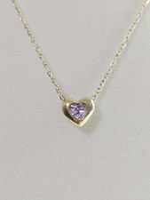 Stainless Steel Gold Tone Pink Heart Pendant Necklace