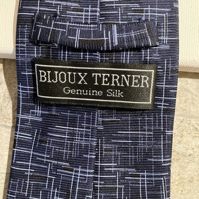 BIJOUX TERNER  MEN'S Blue TIE  100% SILK Hand Made.