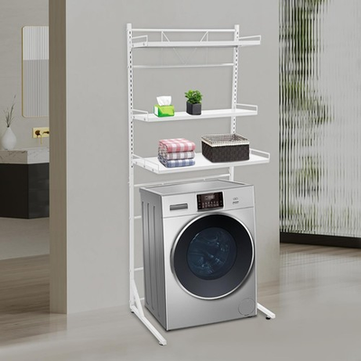 #ad 3 Tier Adjustable Over the Washer Storage Shelf White Fits Drum Washers $78.59