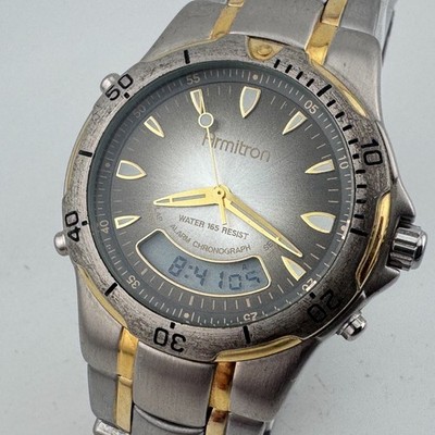 Armitron Quartz Watch Men Rotating Bezel Analog Digital Alarm Chrono New Battery