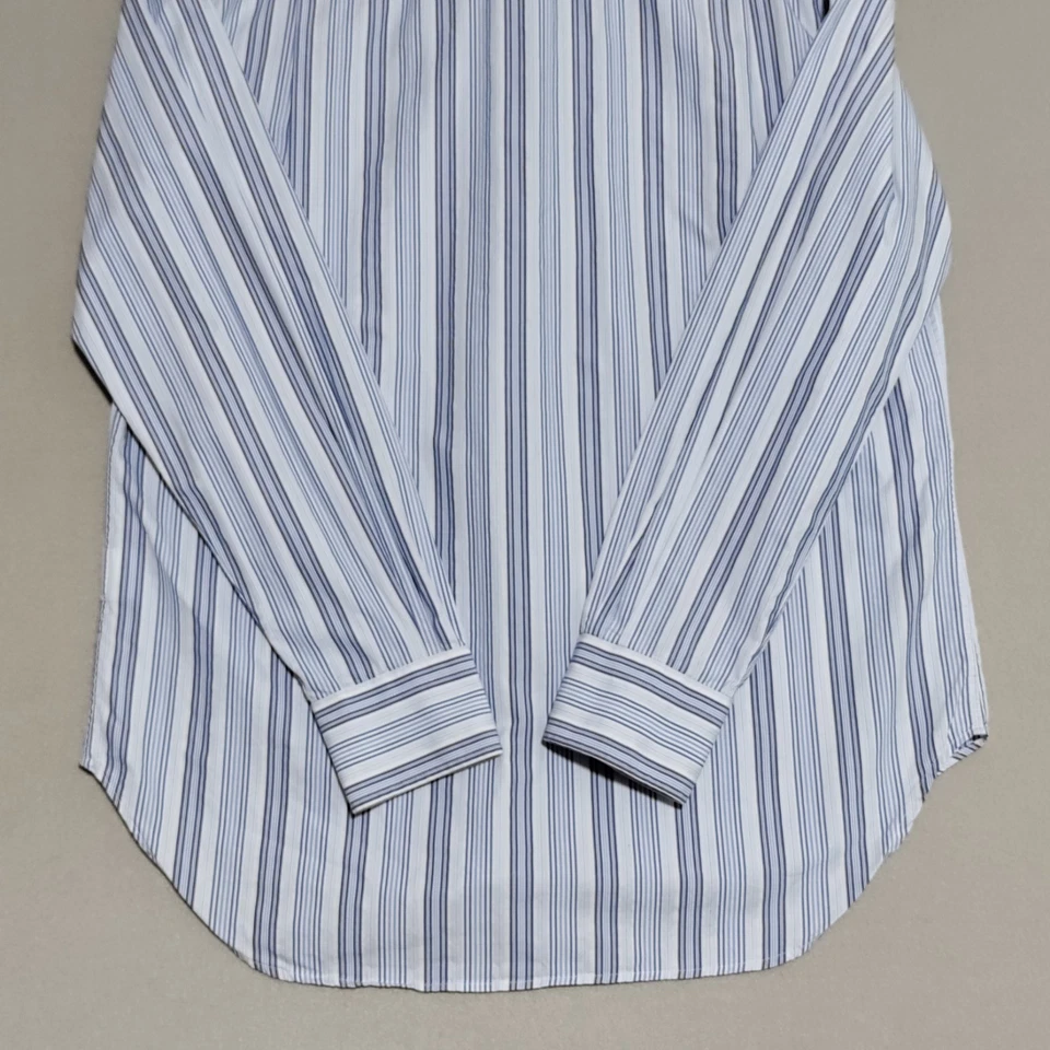 Camisa de Vestir Loro Piana Azul Rayas Talla 16.5/42 100% Algodón Hecha en Italia Foto 4 de 4