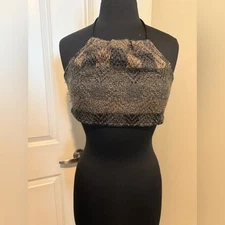 Urban Outfitters Tan and Cream Halter Crop Top