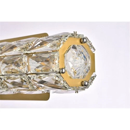 Elegant Lighting Valetta 18" Metal and Crystal LED Linear Wall Sconce in Gold - Picture 7 of 8