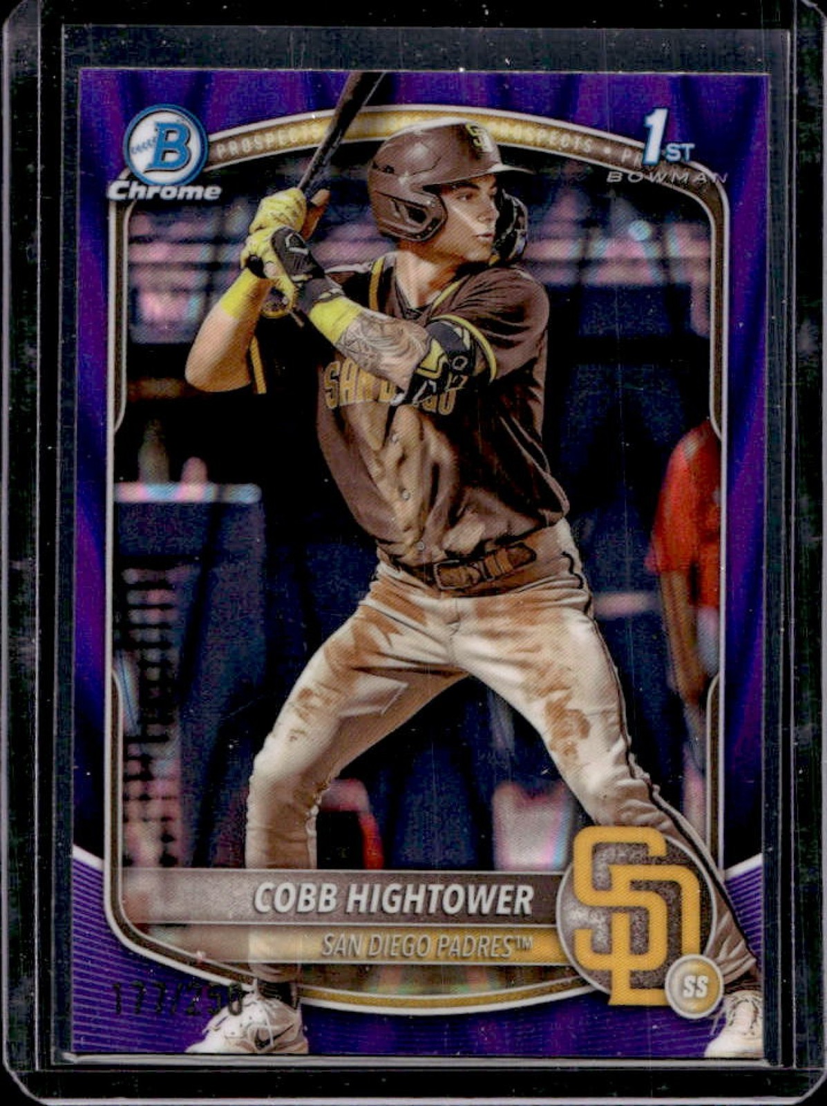 2025 Bowman Cobb Hightower Chrome Purple Raywave Refractor 1st #/250 Padres
